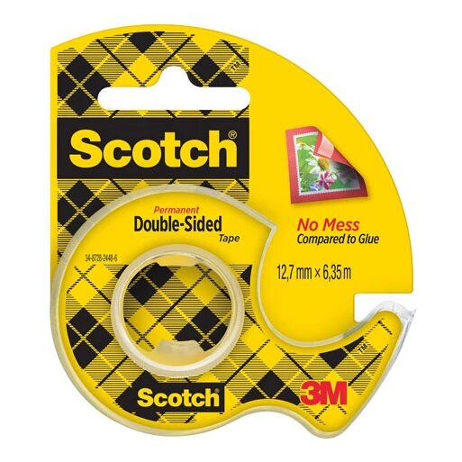 Scotch dubbelzijdig tape 12,7 mm x 6,35 m op dispenser