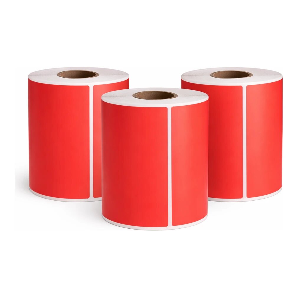 3x Zebra compatible PostNL verzendlabels rood, 102 mm x 152 mm