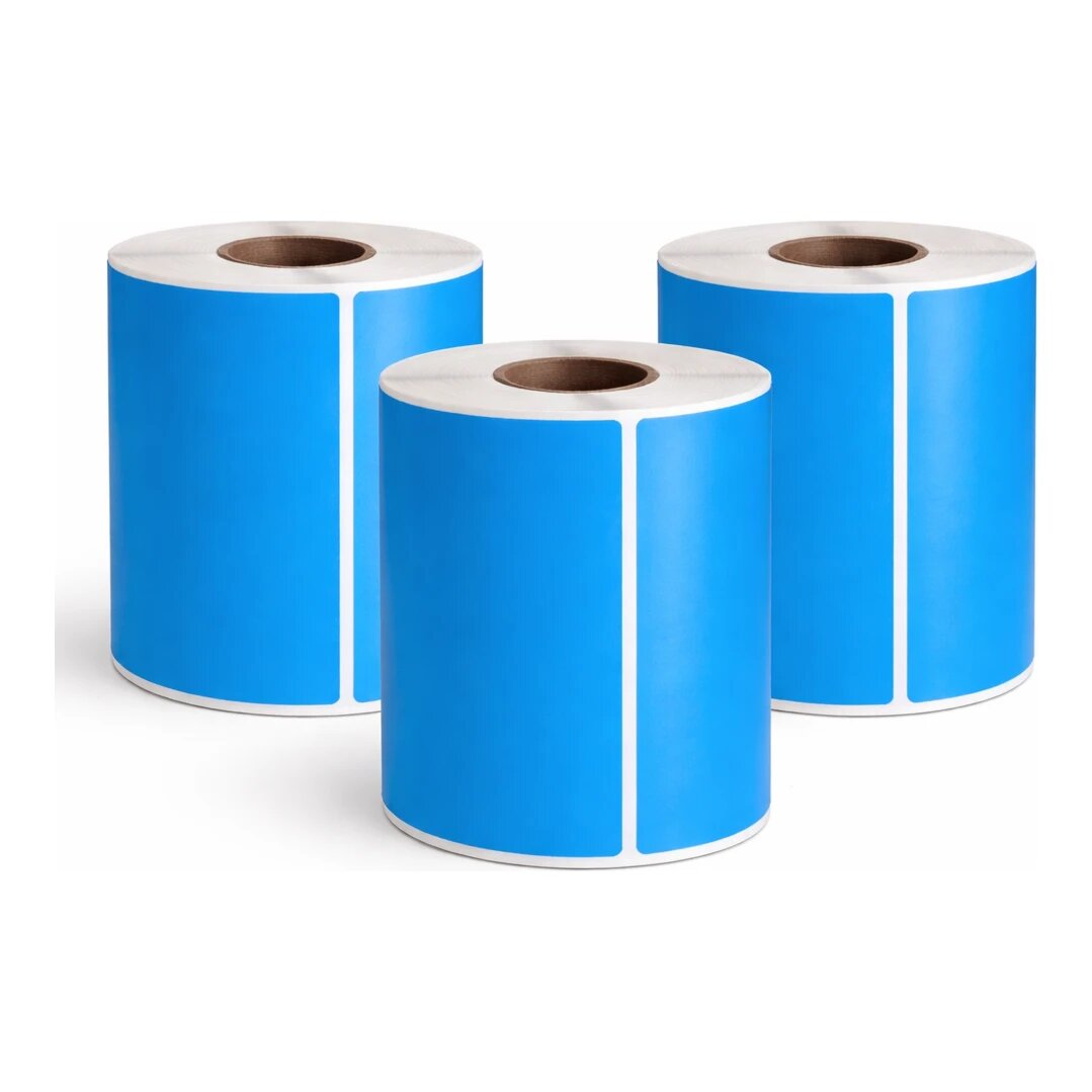 3x Zebra compatible PostNL verzendlabels blauw, 102 mm x 152 mm