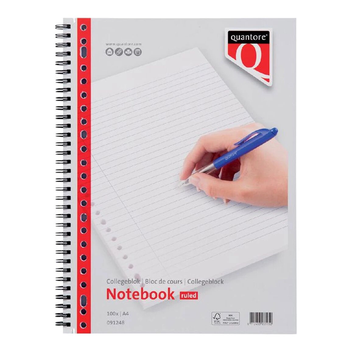 Quantore A4 collegeblok 23-gaats, gelinieerd, 70 gr/m² (100 vellen)