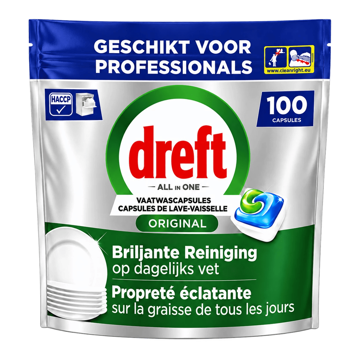 Dreft Professional All-in-One vaatwastabletten Regular (100 tabs)