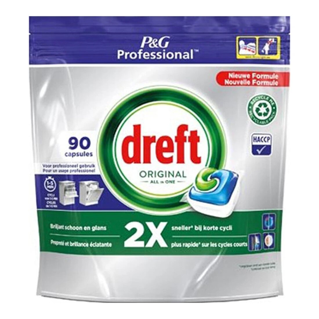 Dreft Professional All-in-One vaatwastabletten Regular (90 tabs)