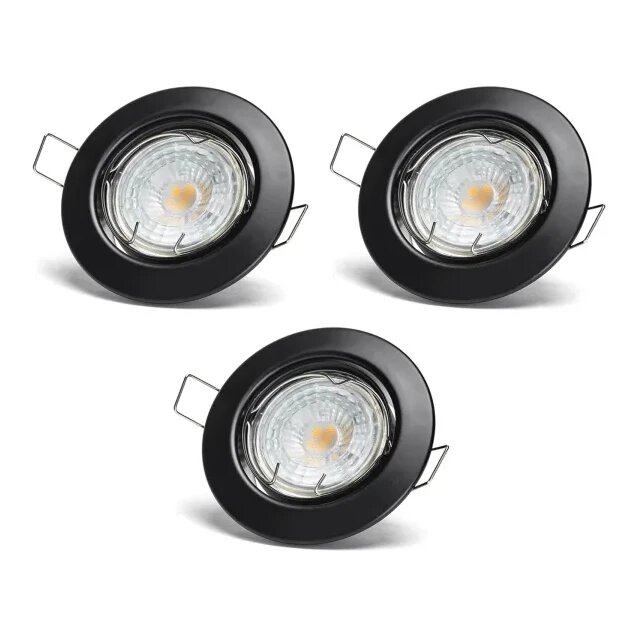 GU10 LED verstelbare spot | 6500K daglicht wit | 4,5W (50W) | zwart (3 stuks)
