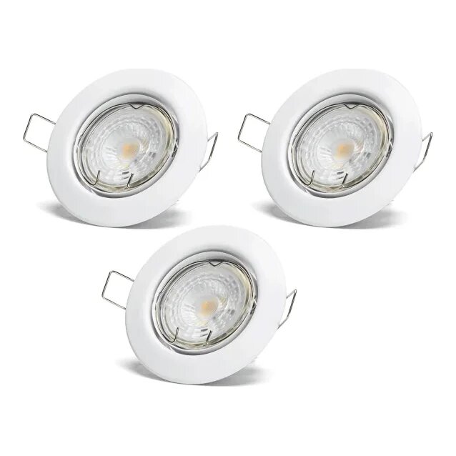 GU10 LED verstelbare spot | 6500K daglicht wit | 4,5W (50W) | wit (3 stuks)