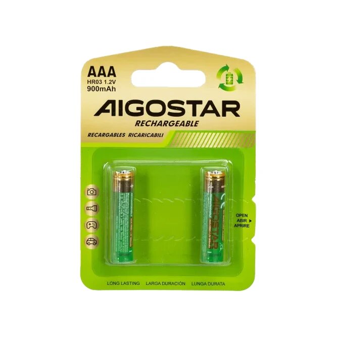 Aigostar oplaadbare AAA batterijen 2-pack (900 mAh)
