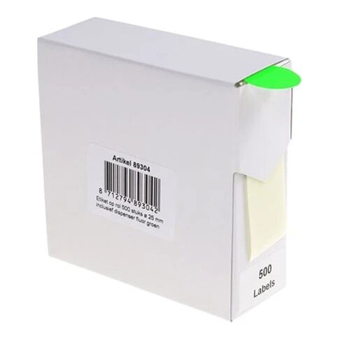 Rillprint markeringsstickers Ø25 mm fluor groen (500 stuks)