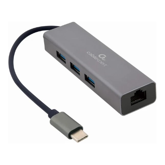 Gigabit USB-C hub naar 3x USB-A + RJ45 adapter (0,17 m)