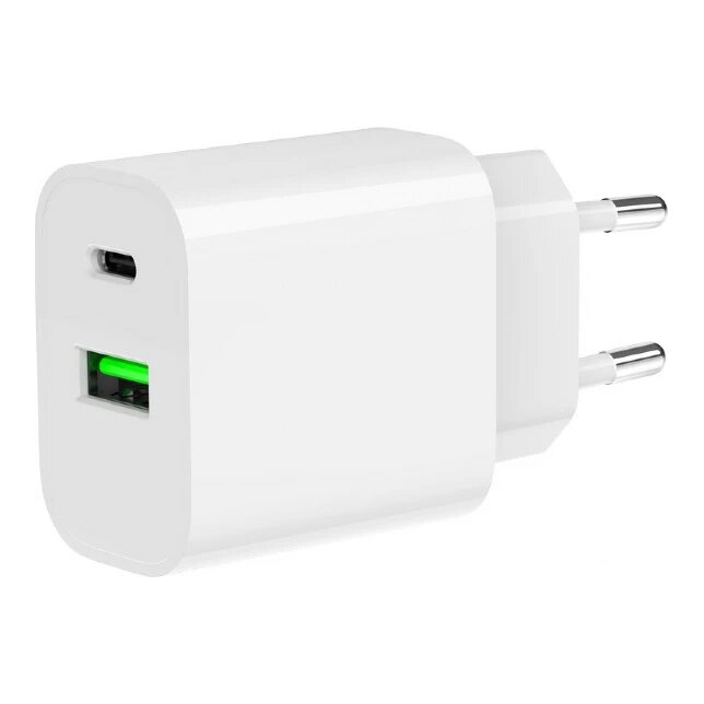 Snellader USB-A QC3.0 + USB-C PD wit (20W)