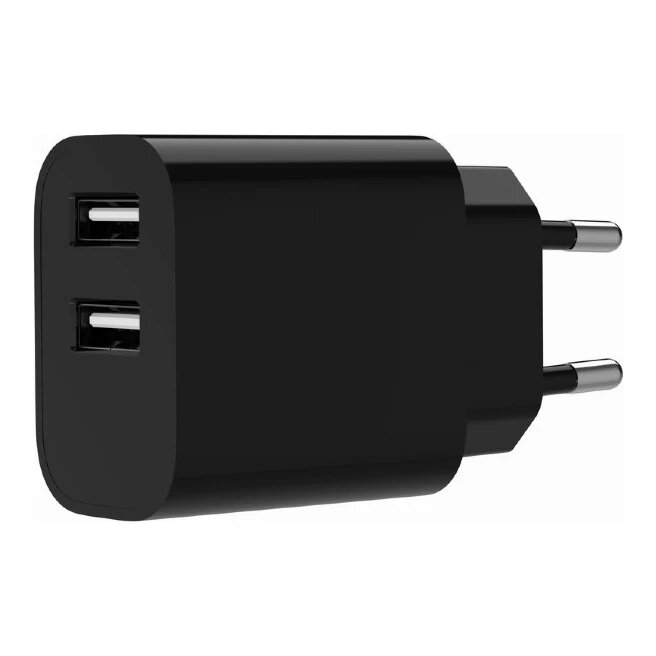 Snellader 2x USB-A zwart (12W)
