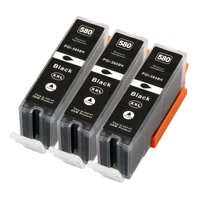 3x Huismerk Canon PGI-580PGBK XXL (1970C001) inktcartridges pigment zwart voordeelbundel