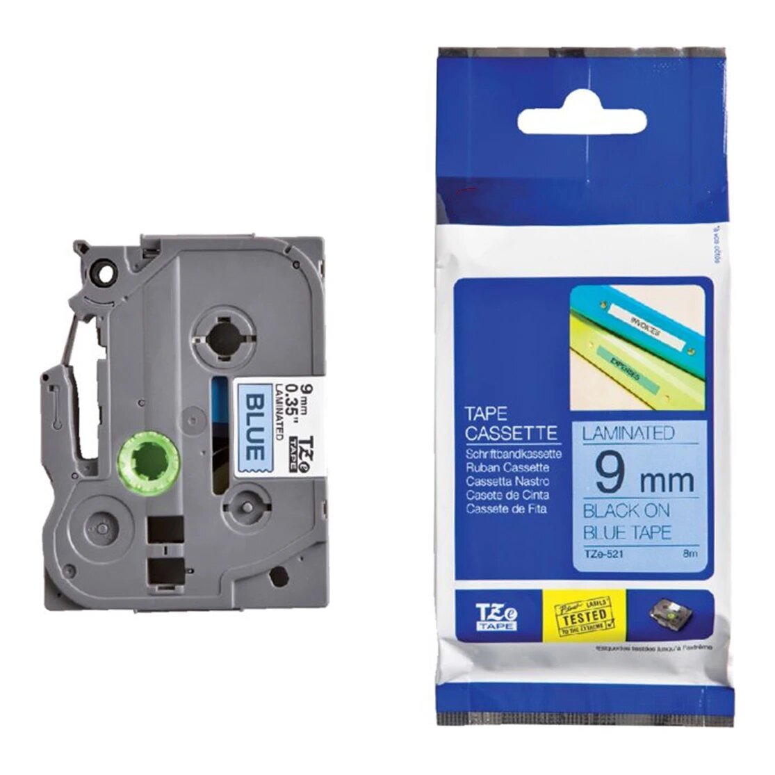 Huismerk Brother TZe-521 tape zwart op blauw (9 mm)