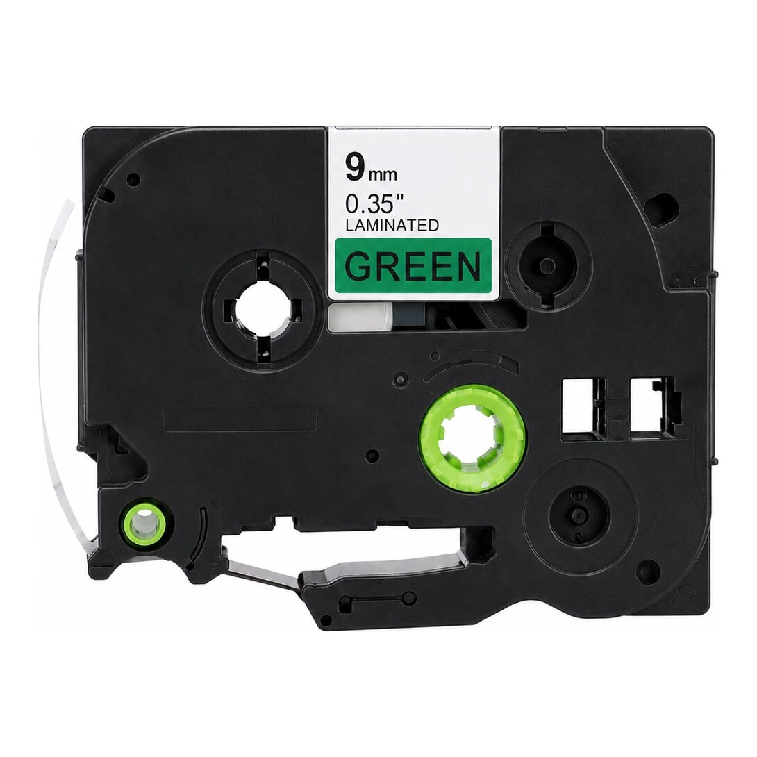 Huismerk vervangt Brother TZe-721 tape zwart op groen (9 mm)