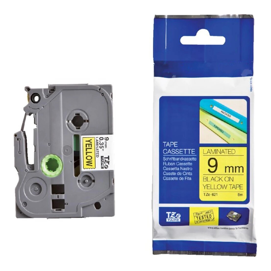 Huismerk Brother TZe-621 tape zwart op geel (9 mm)