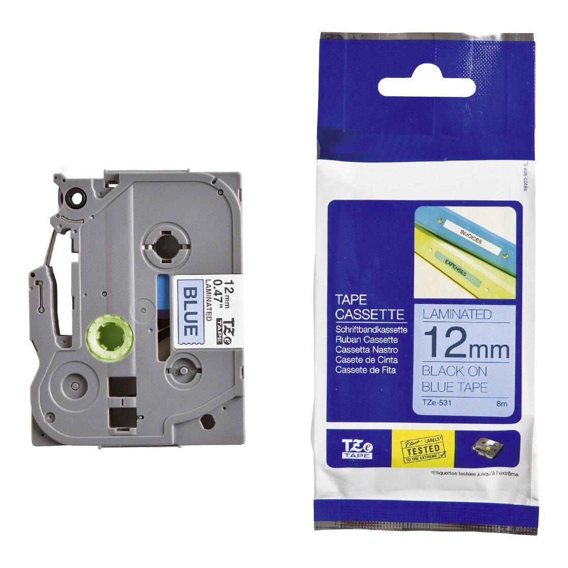 Huismerk Brother TZe-531 tape zwart op blauw (12 mm)