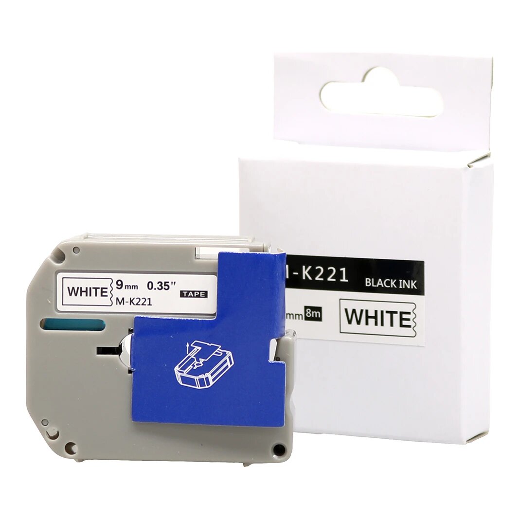 Huismerk Brother M-K221 tape zwart op wit (9 mm)