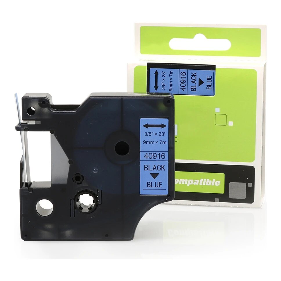 Huismerk Dymo 40916 (S0720710) tape zwart op blauw (9 mm)