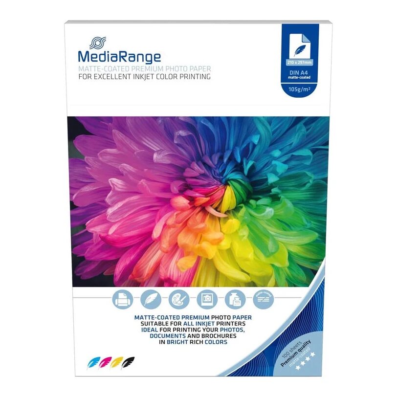 MediaRange mat A4 (210x297mm) inkjet fotopapier 100 vellen 105 gr/m²