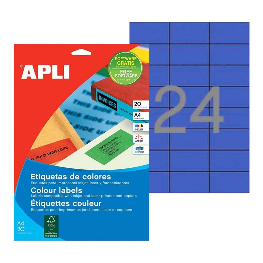 Apli blauwe etiketten 70 x 37 mm (480 stuks)