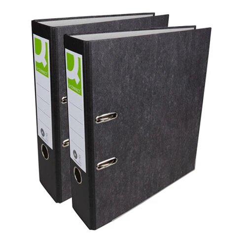 Q-connect A4 ordner, karton, rug van 8 cm, gewolkt zwart (2 stuks)