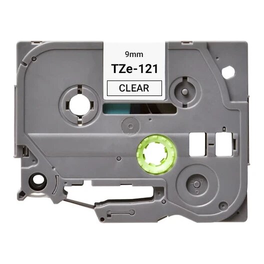 Huismerk Brother TZe-121 tape zwart op transparant (9 mm)