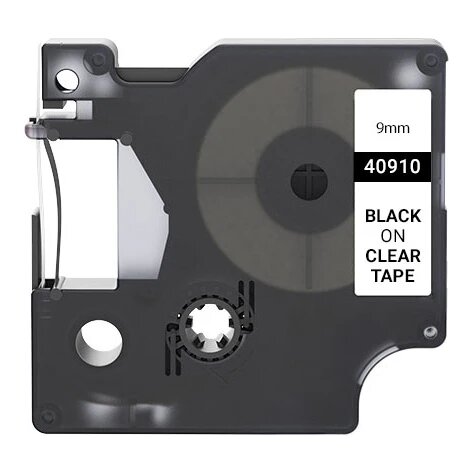 Huismerk Dymo 40910 (S0720670) tape zwart op transparant (9 mm)