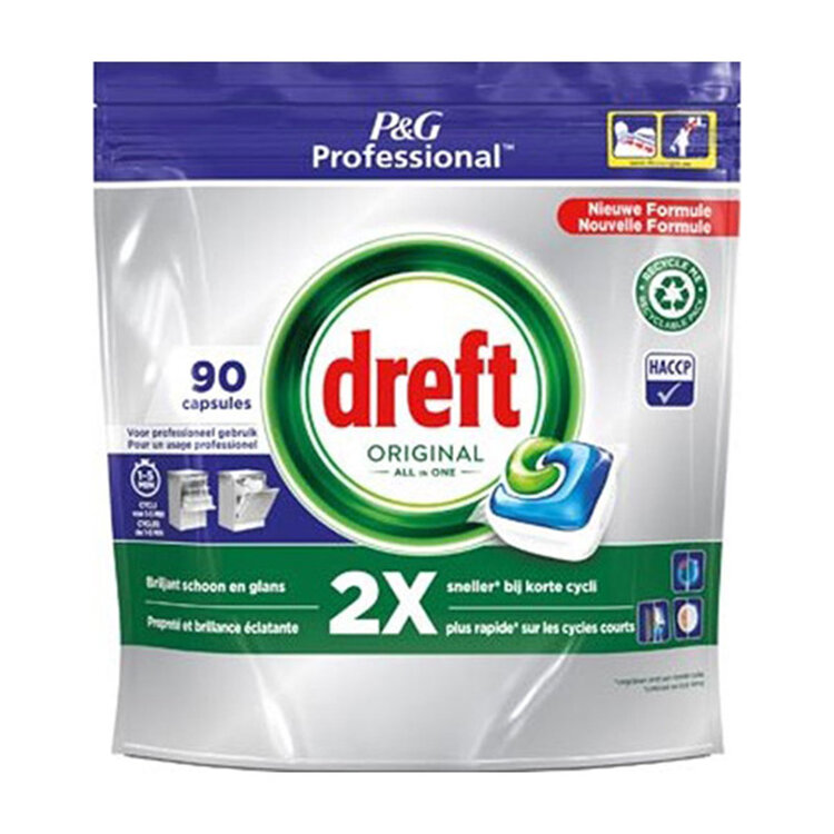 Dreft Professional All-in-One vaatwastabletten Regular (90 tabs)