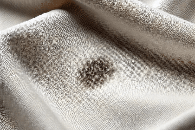 DALL·E 2024-11-08 13.39.37 - Close-up image of a small oil stain on a shirt fabric. The fabric is light-colored, like white or light gray, showing a slightly darker, irregularly s